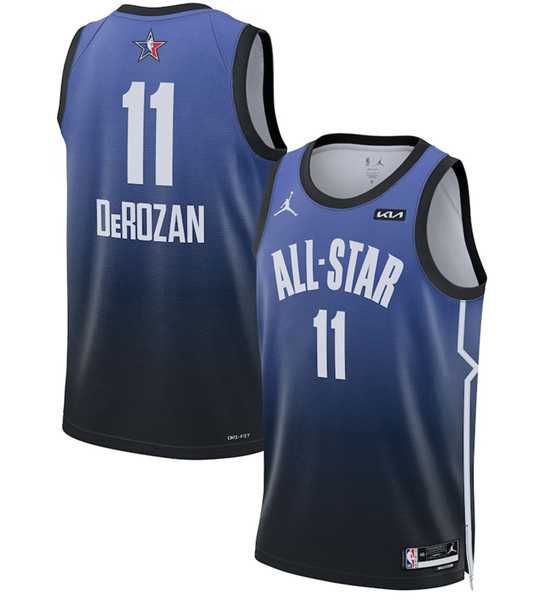 Men's 2023 All-Star #11 DeMar DeRozan Blue Game Swingman Stitched Basketball Jersey Dzhi